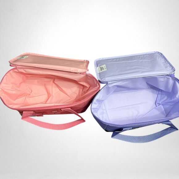 Trader Joes Mini Insulated Tote Bag Bundle Pink & Lavender Set Of 2 NEW - Picture 4 of 5